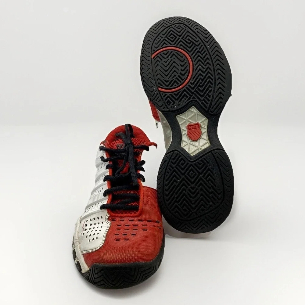K-Swiss Men's Varsity Low Tennis Shoes - Red, White, Black Size 5‎ *